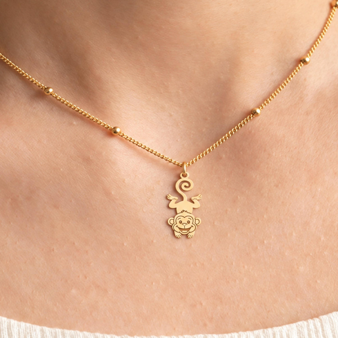 Swinging Monkey Tail Charm Necklace