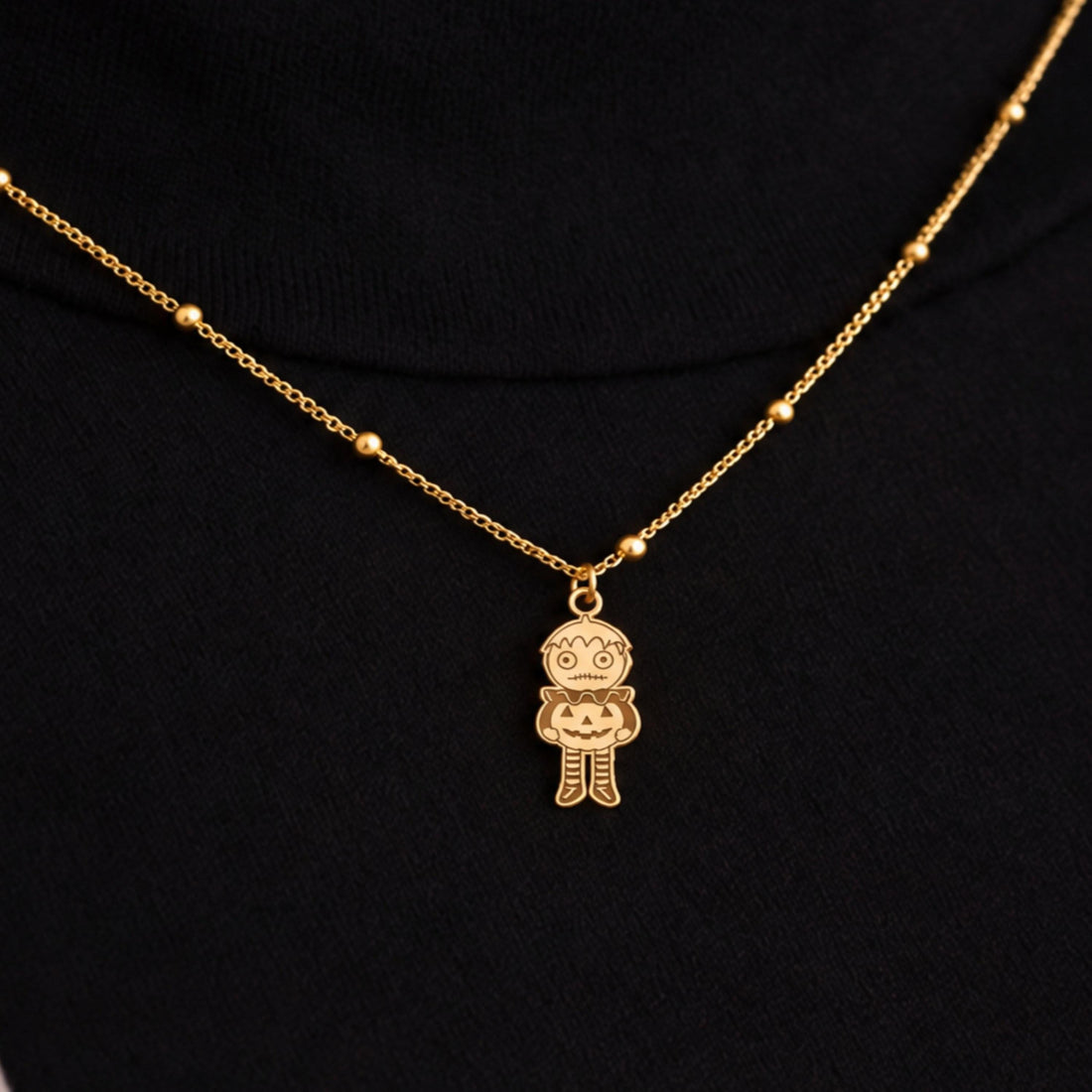 Scarecrow Pumpkin Charm Necklace