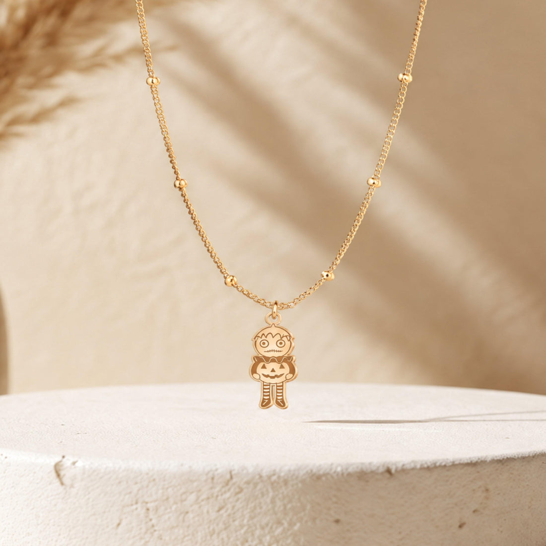 Scarecrow Pumpkin Charm Necklace