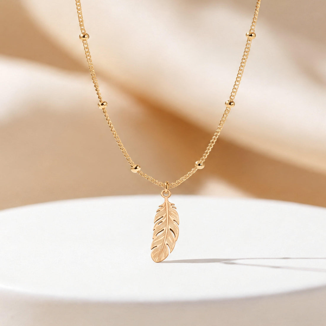 Feather Drop Charm Necklace