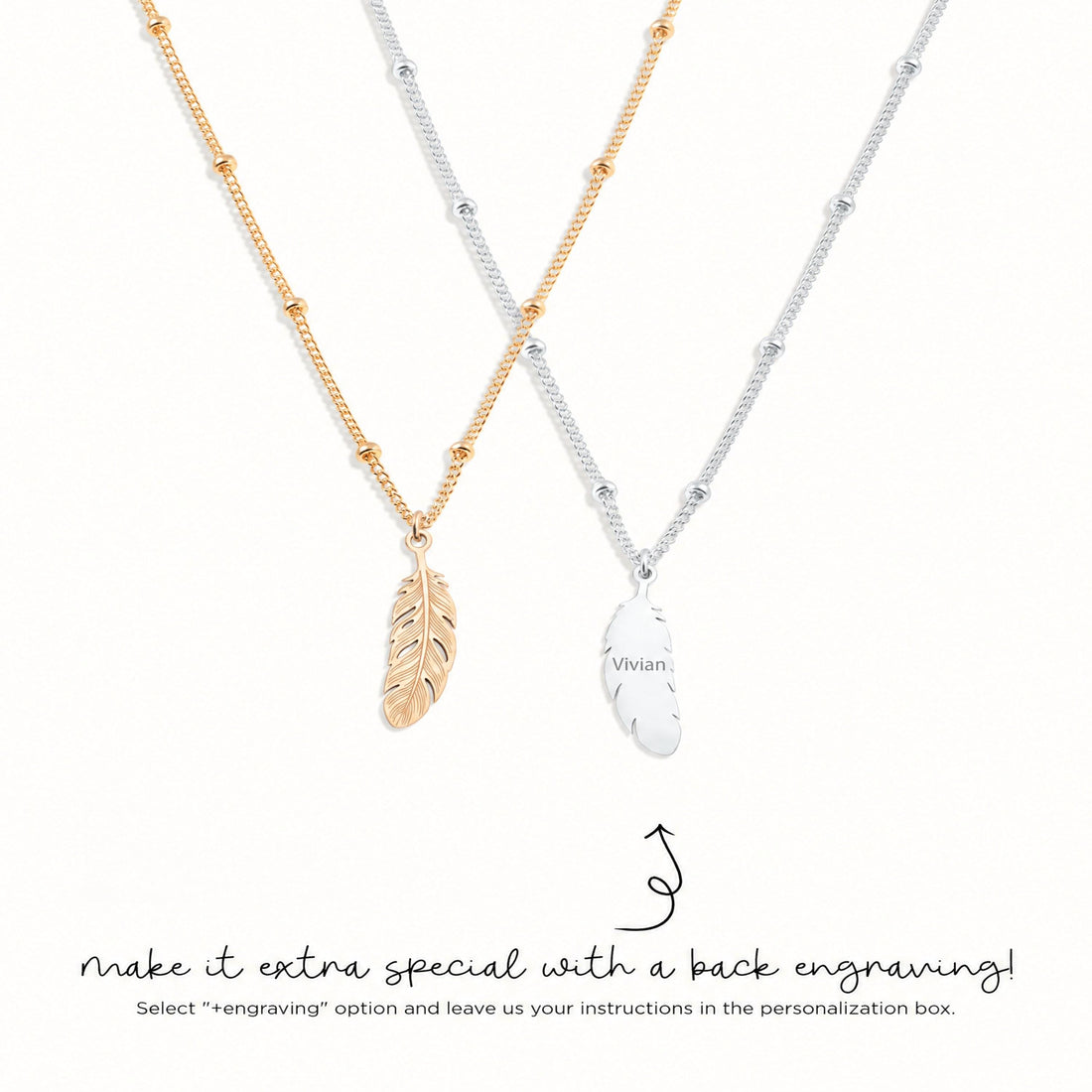 Feather Drop Charm Necklace