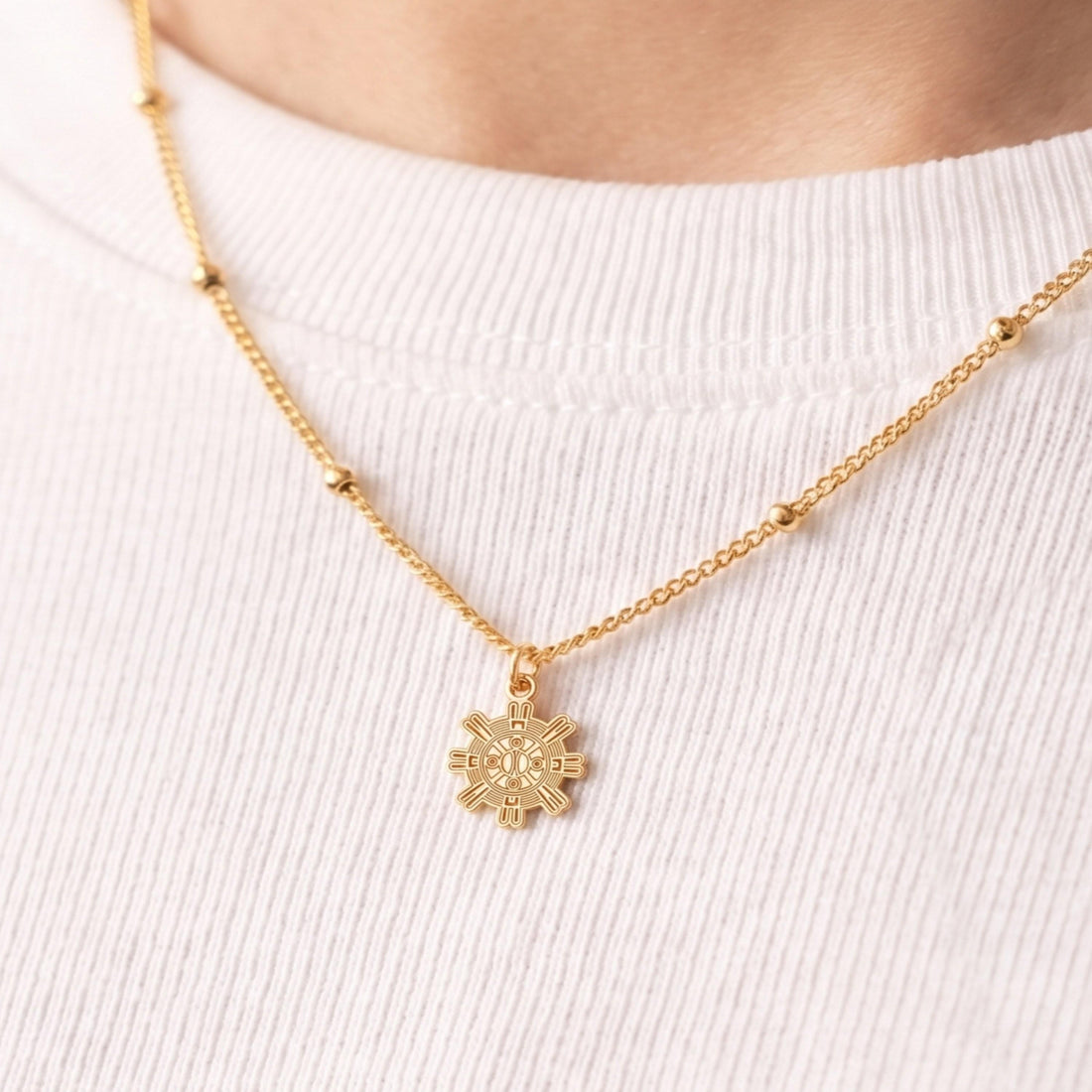 Sun Face Charm Necklace