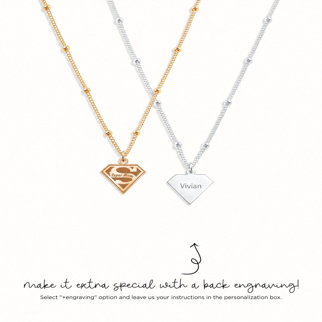Super Mom Emblem Charm Necklace