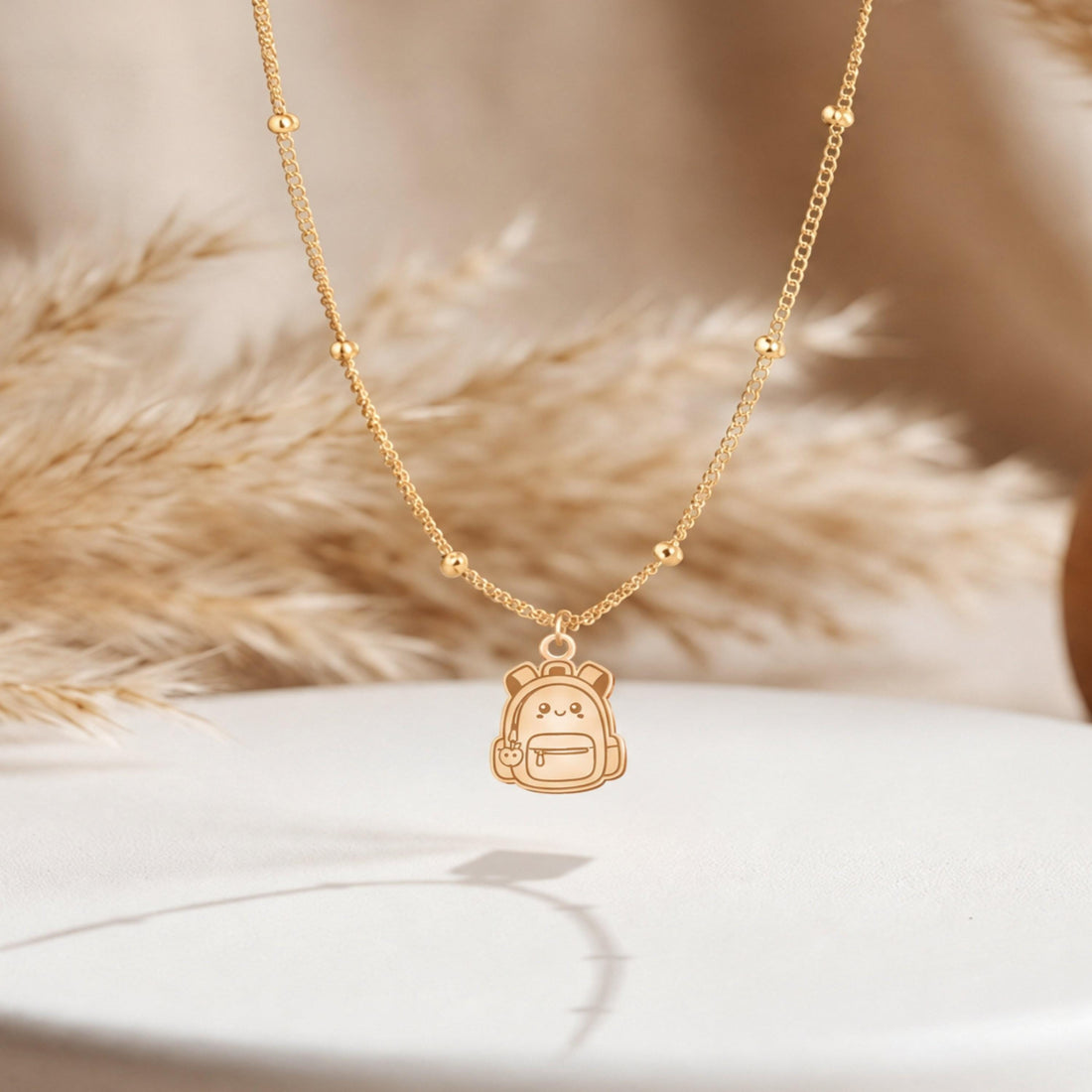 Smiley Backpack Charm Necklace