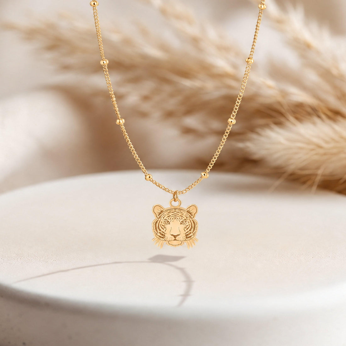 Tiger Head Charm Necklace