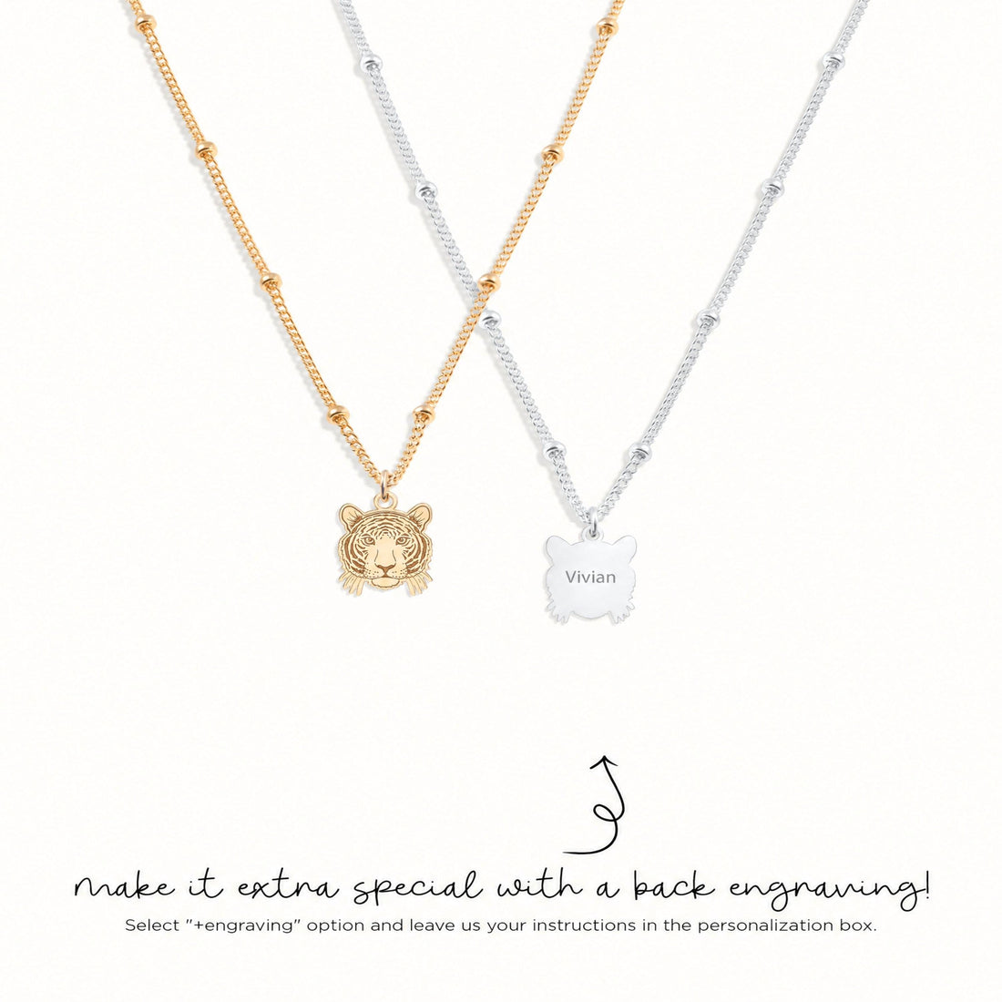 Tiger Head Charm Necklace