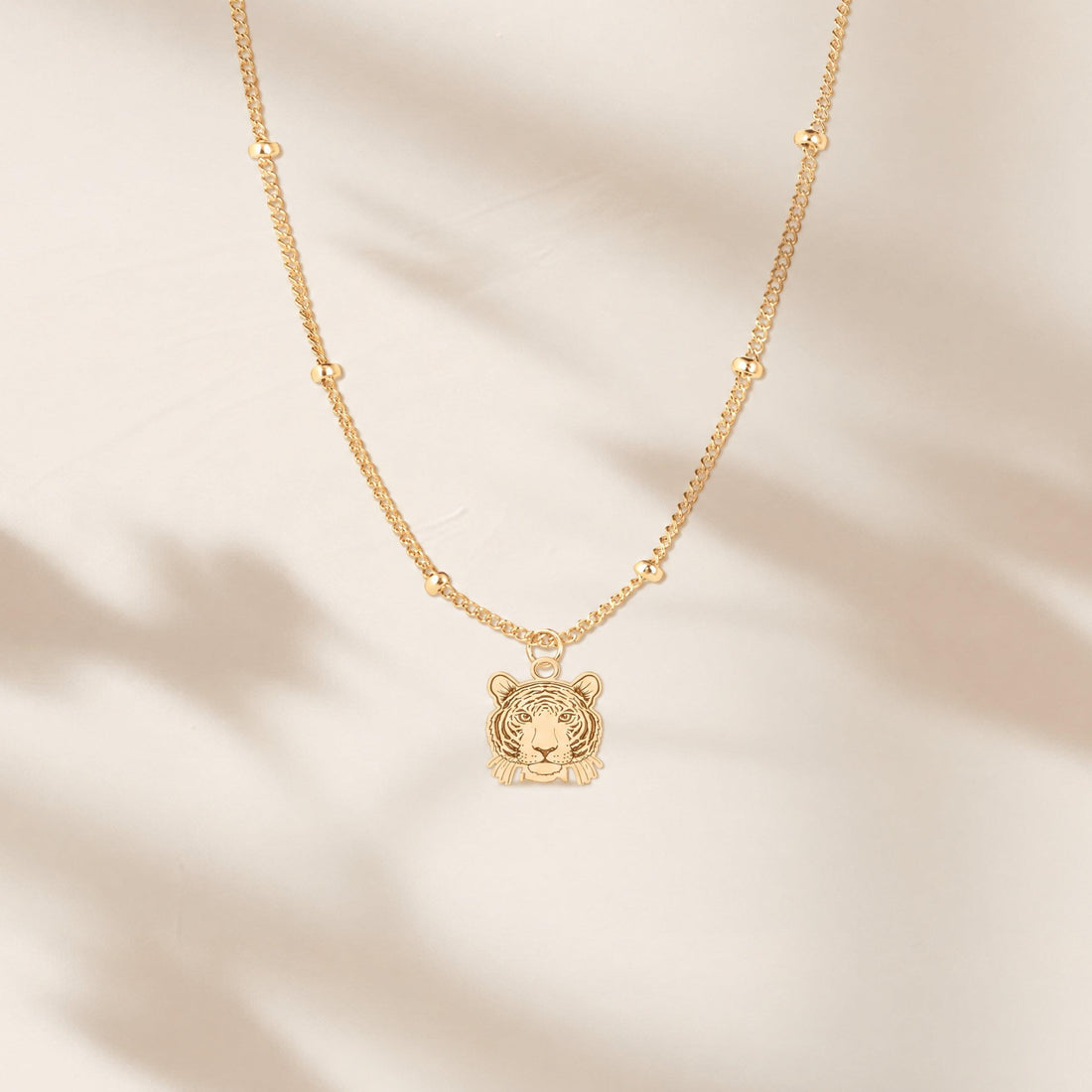 Tiger Head Charm Necklace