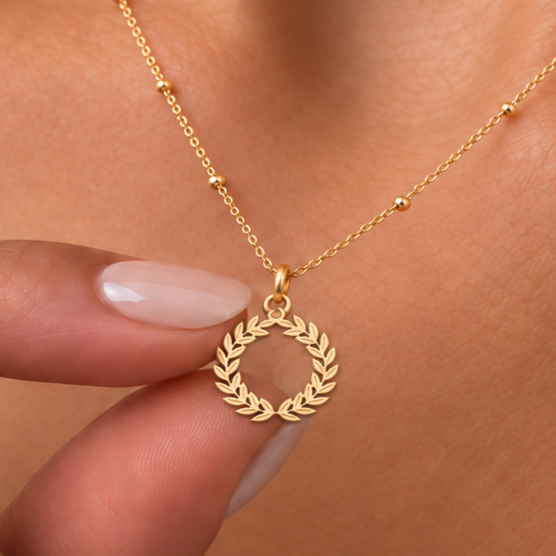 Laurel Wreath Charm Necklace