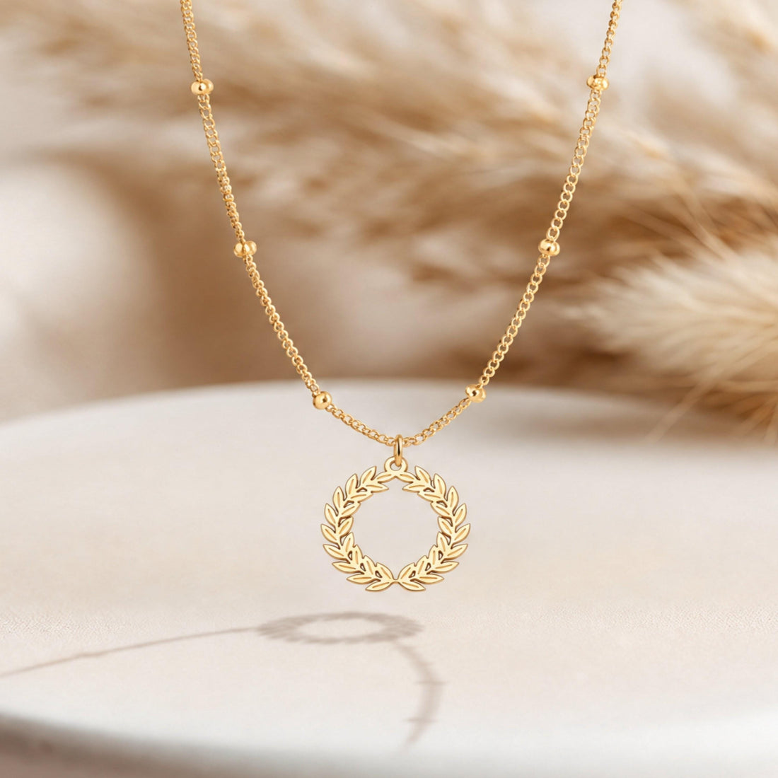 Laurel Wreath Charm Necklace