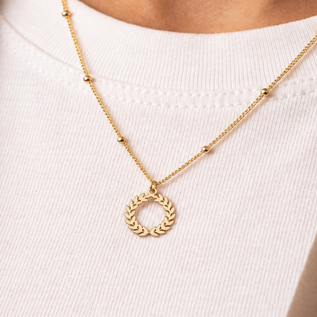 Laurel Wreath Charm Necklace