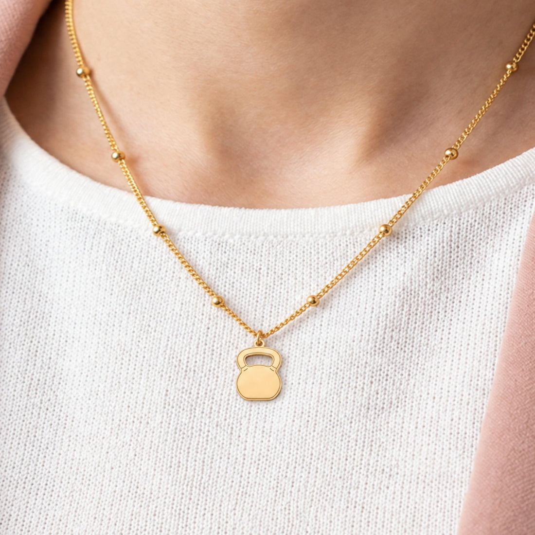 Open Handle Kettlebell Charm Necklace