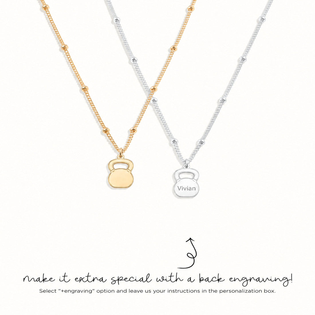 Open Handle Kettlebell Charm Necklace
