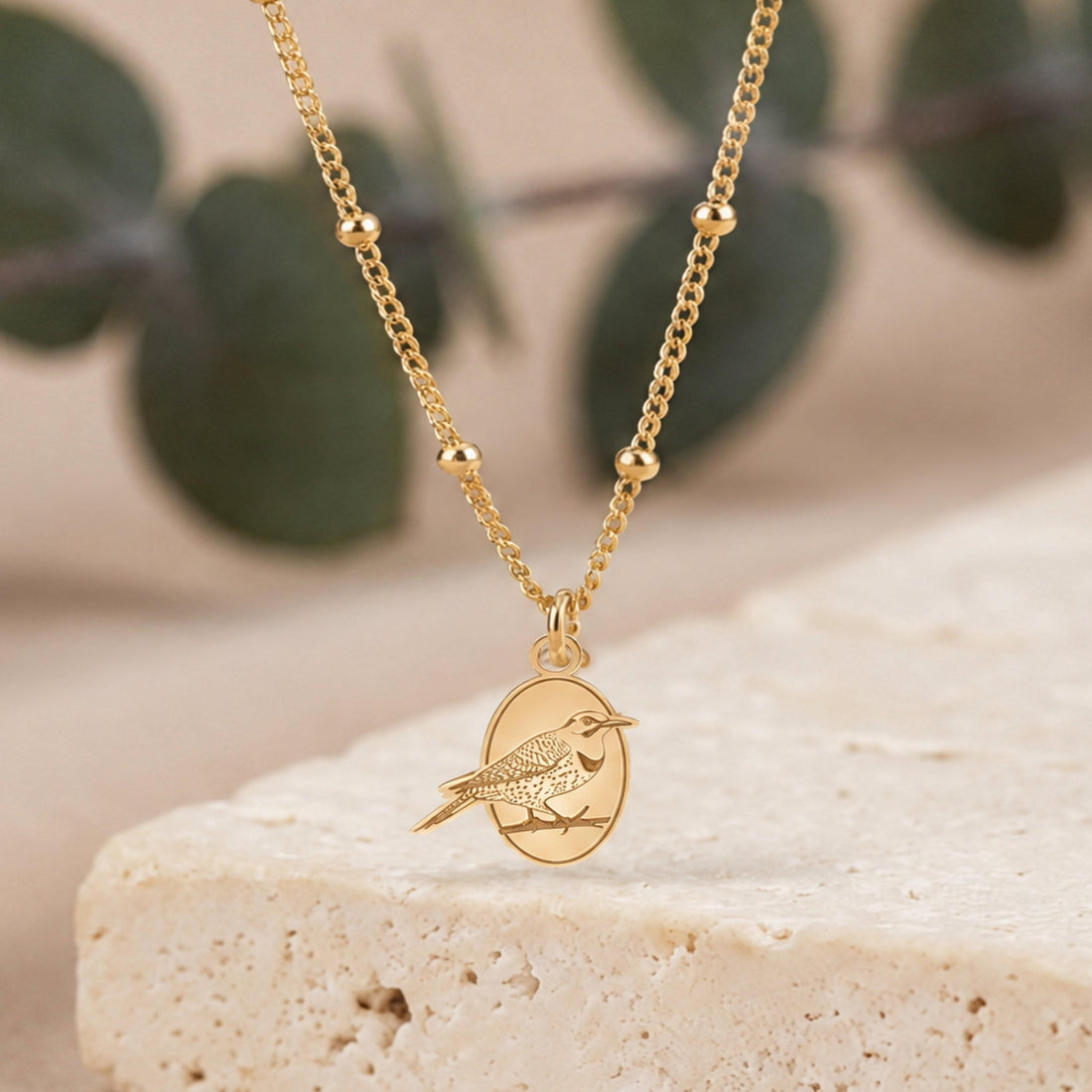 Song Thrush Bird Charm Necklace