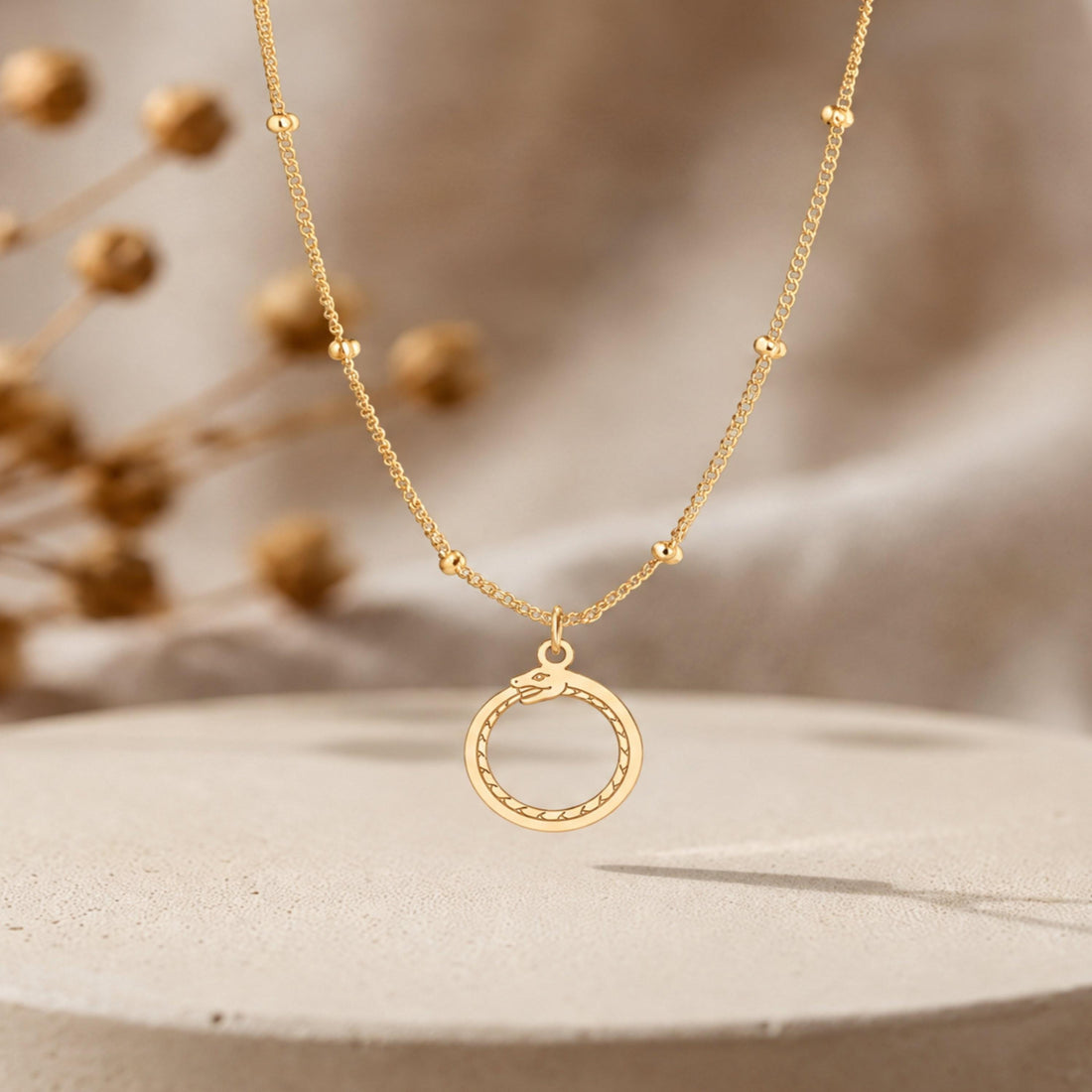 Snake Ouroboros Charm Necklace
