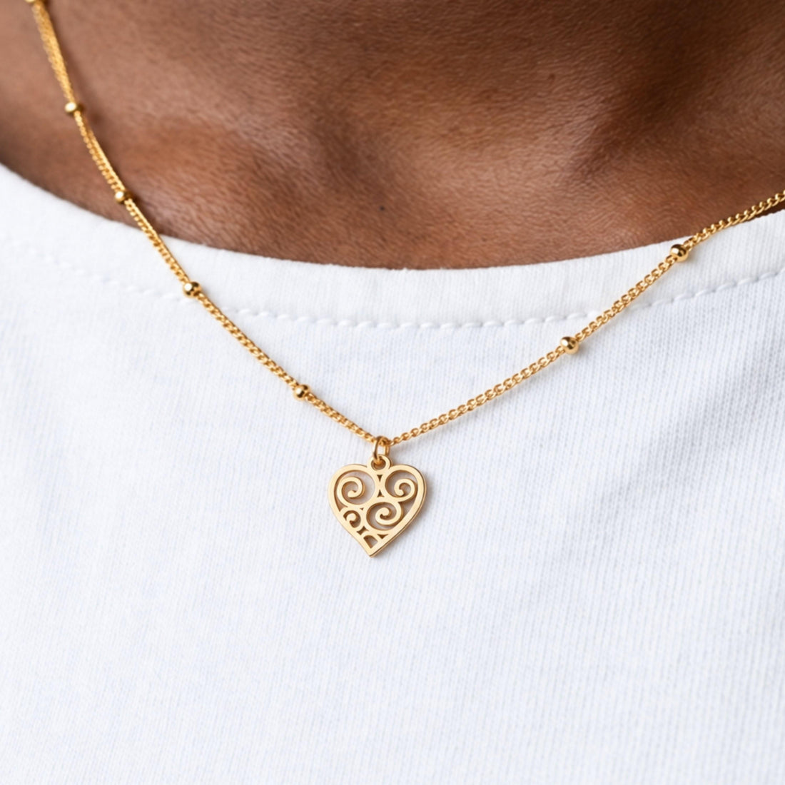 Filigree Heart Charm Necklace