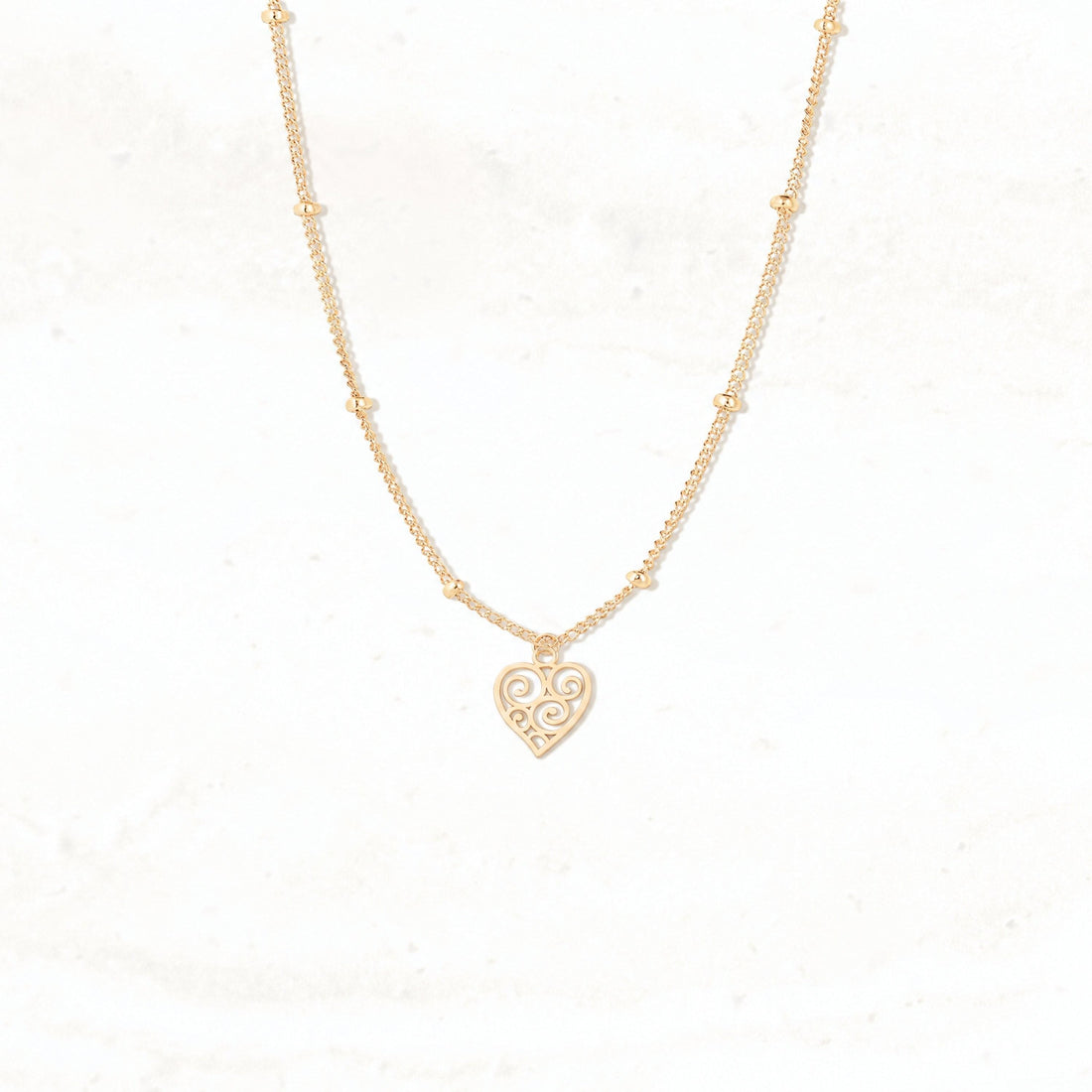 Filigree Heart Charm Necklace