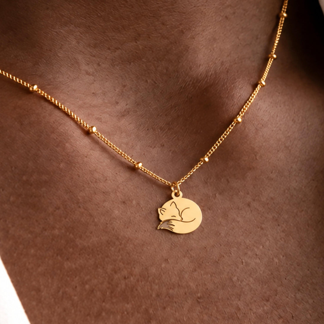Sleeping Fox Charm Necklace