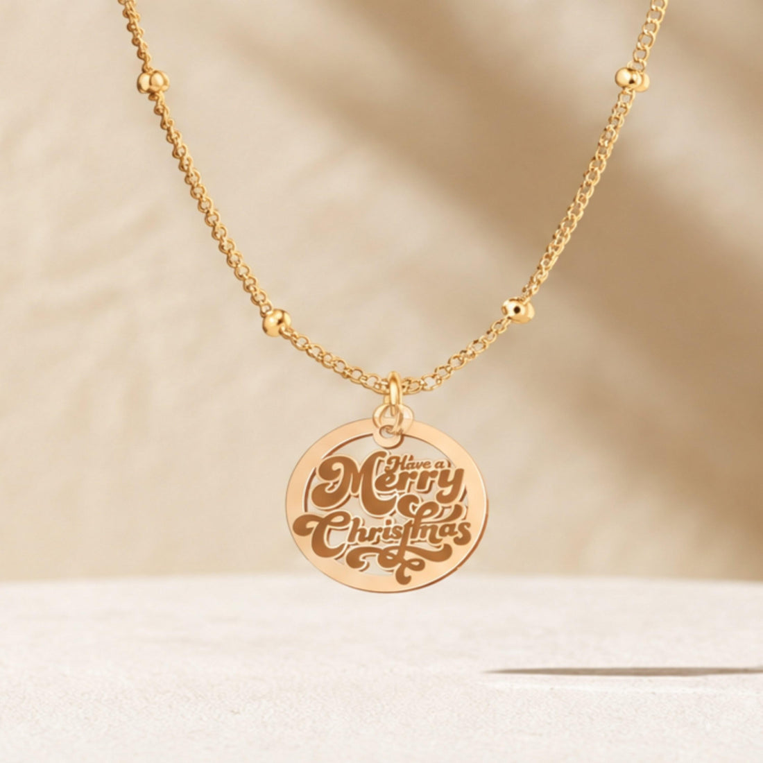 Merry Christmas Medallion Charm Necklace