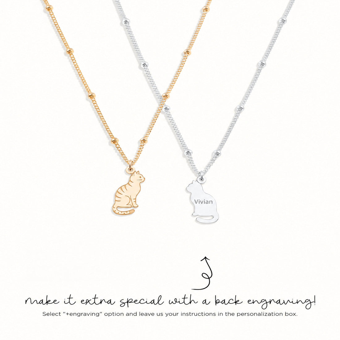 Tabby Sitting Cat Charm Necklace