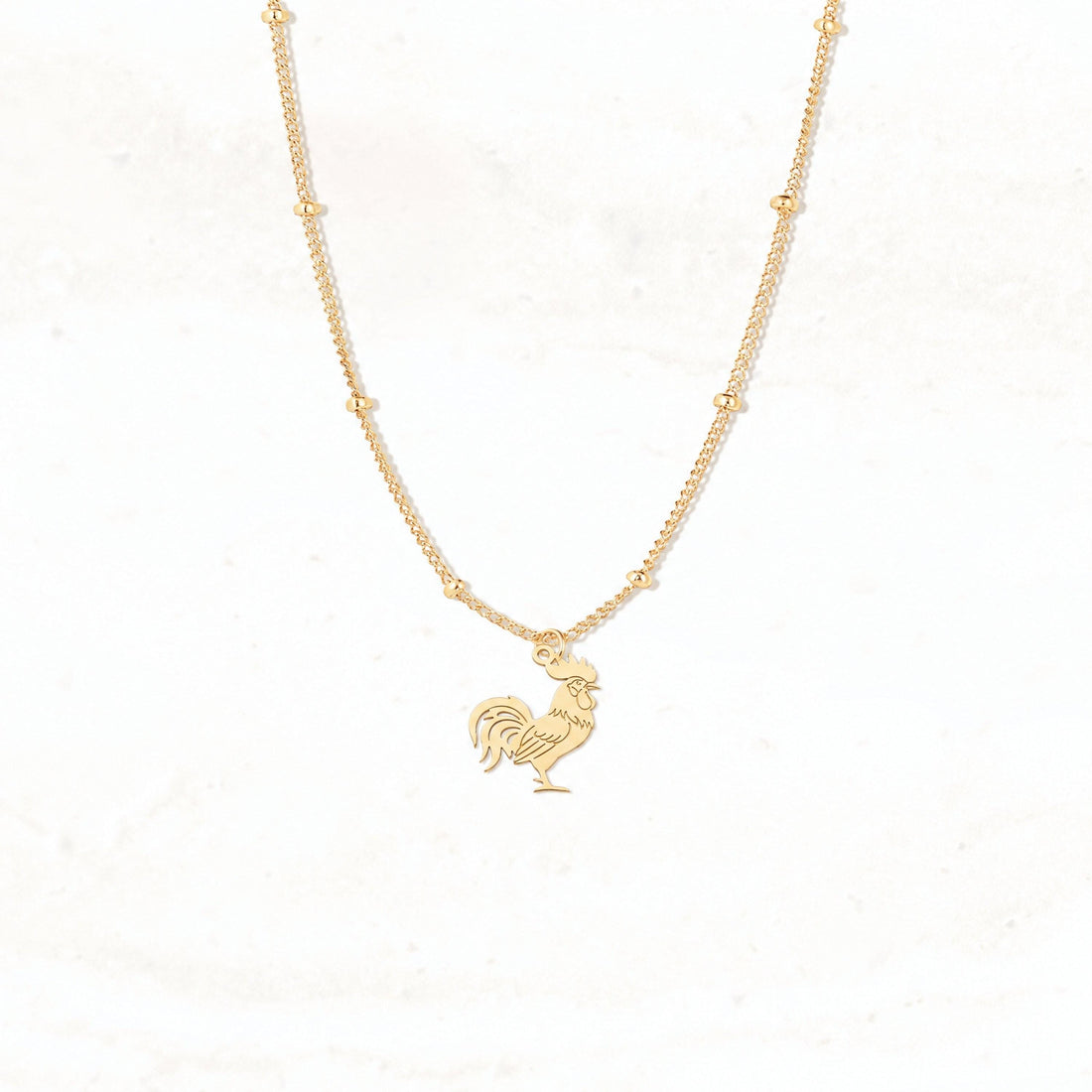 Curled Tail Rooster Charm Necklace
