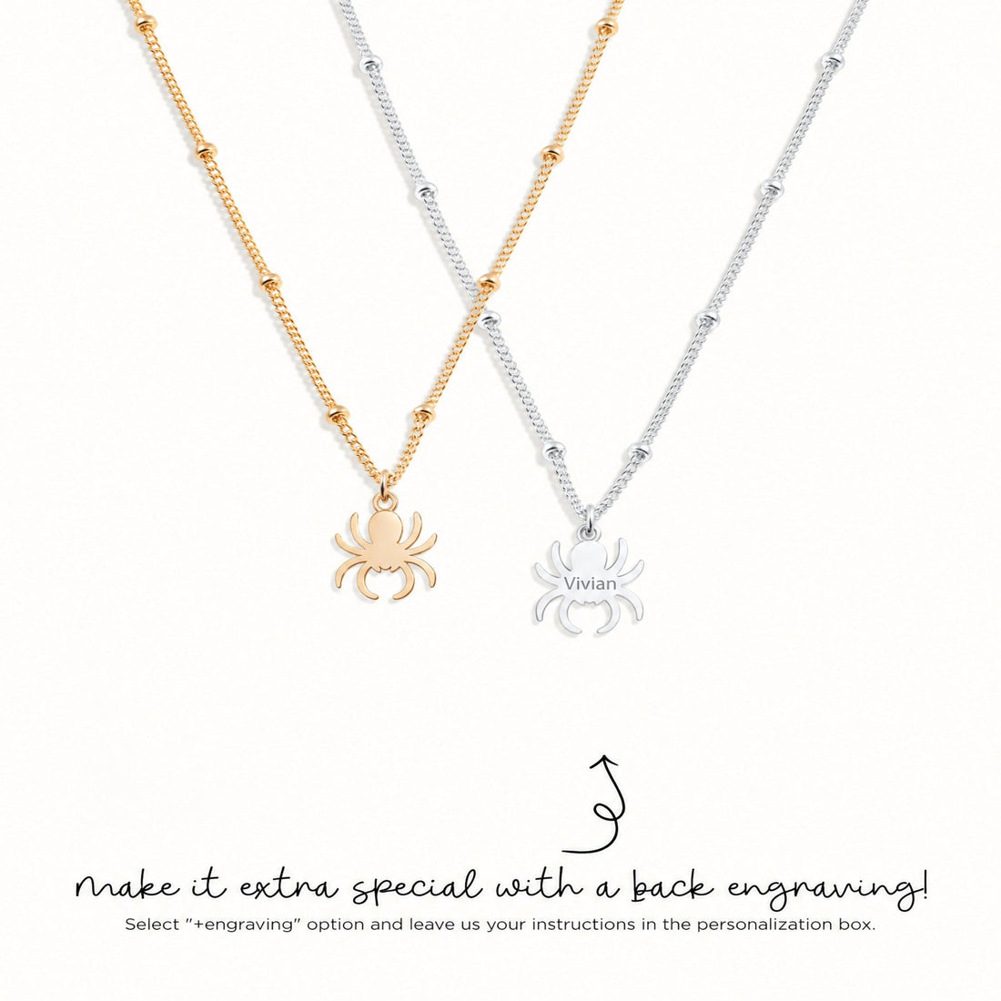 Flat Spider Charm Necklace