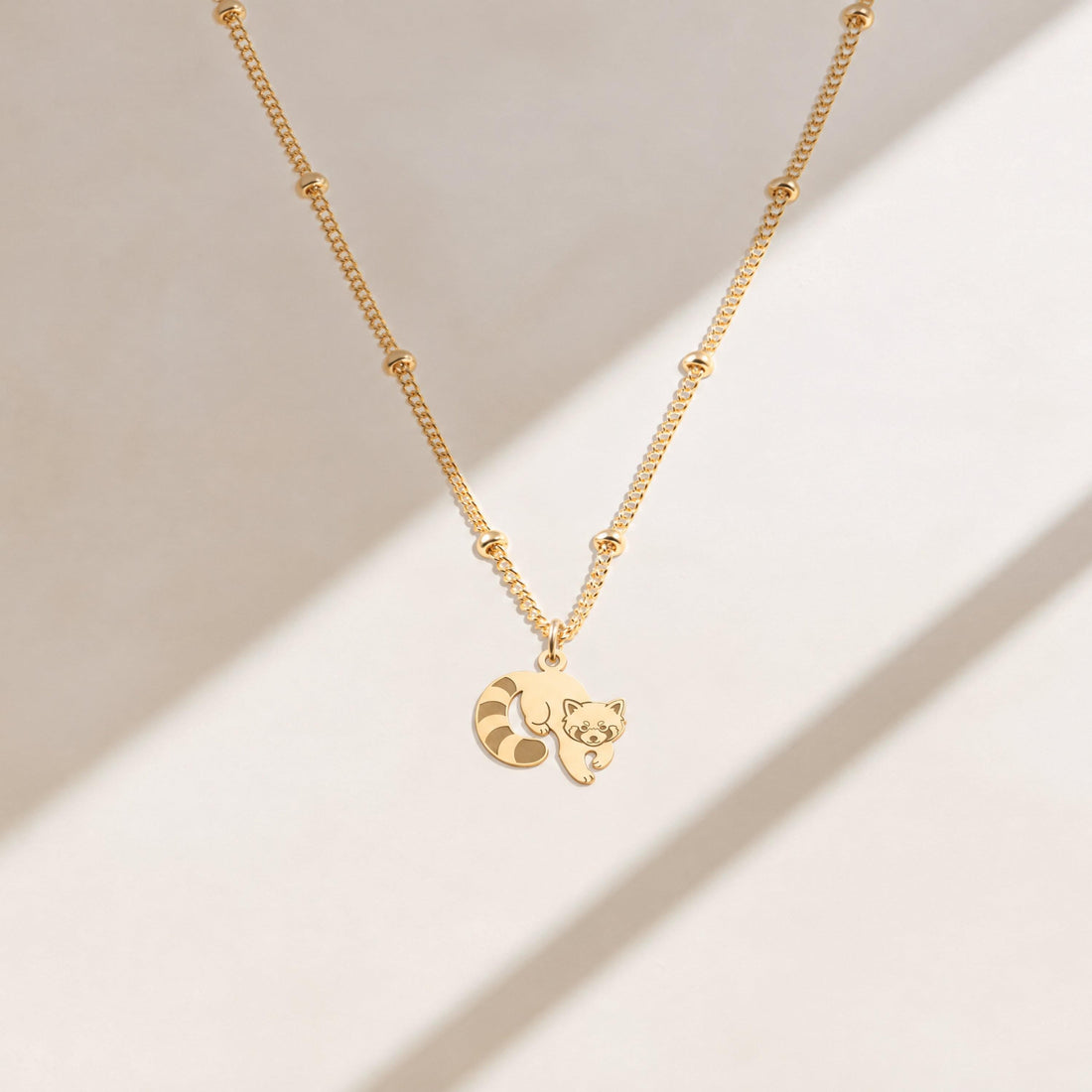 Curled Raccoon Charm Necklace