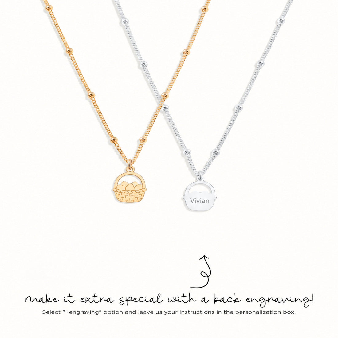 Easter Egg Basket Charm Necklace