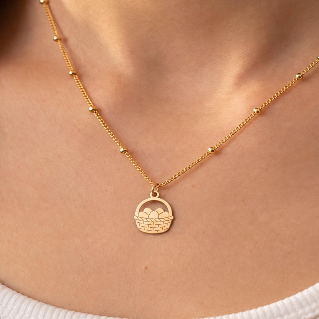 Easter Egg Basket Charm Necklace