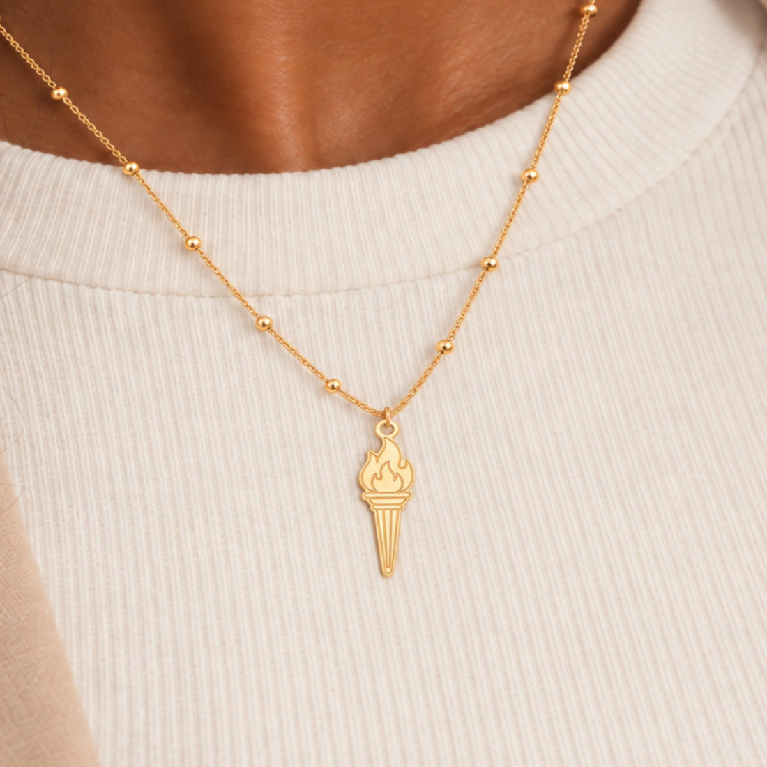 Olympic Torch Charm Necklace