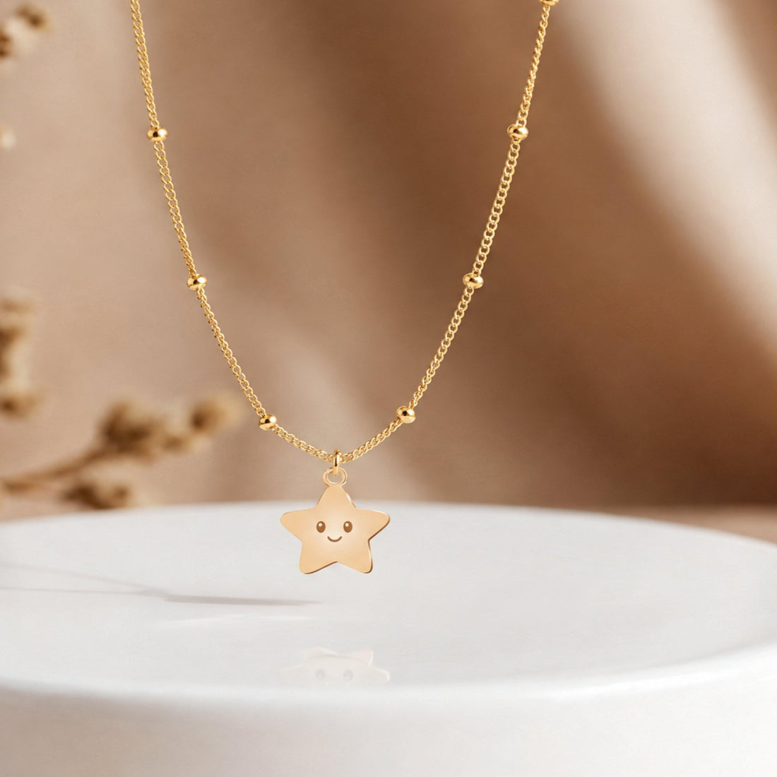 Smiley Star Charm Necklace