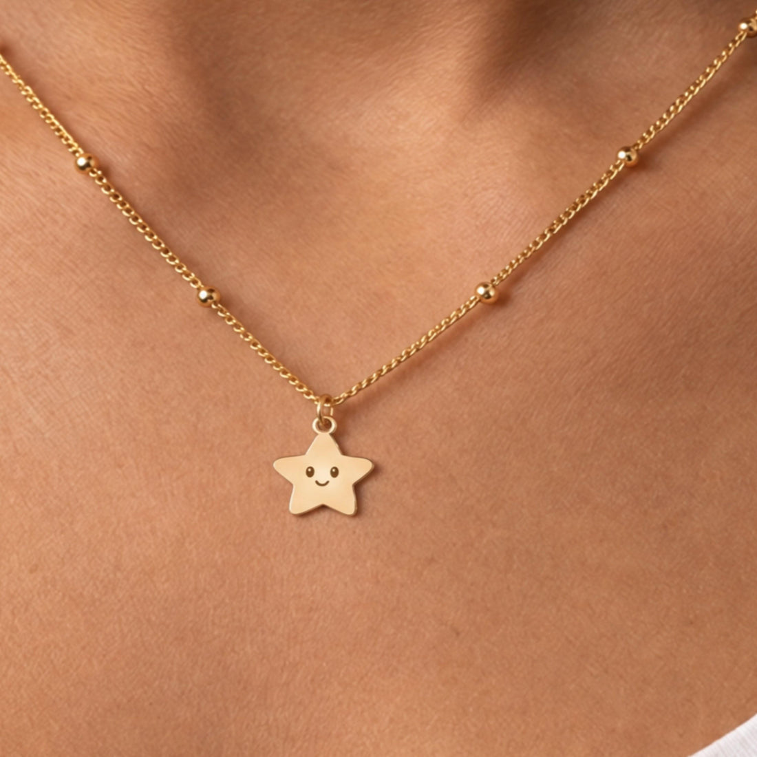 Smiley Star Charm Necklace
