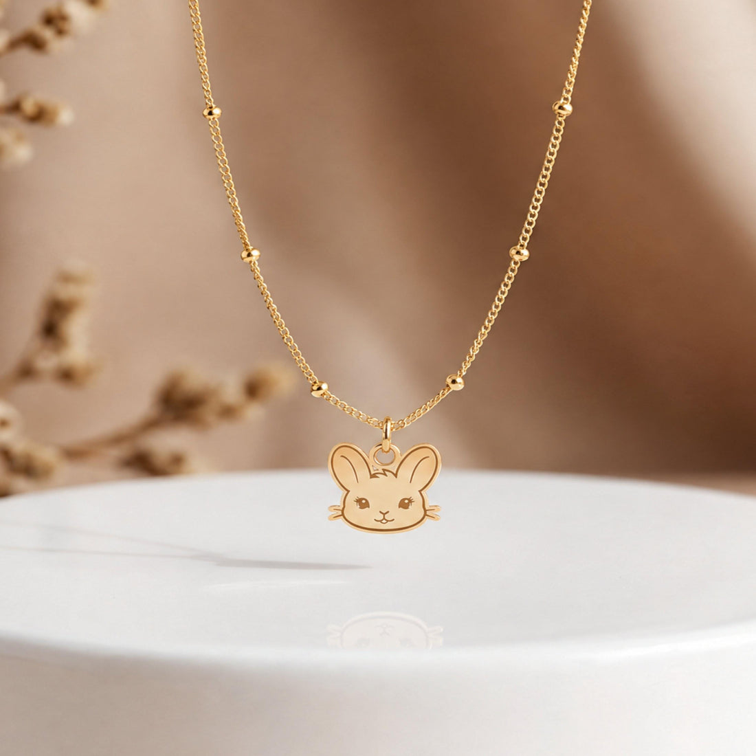Bunny Rabbit Head Charm Necklace
