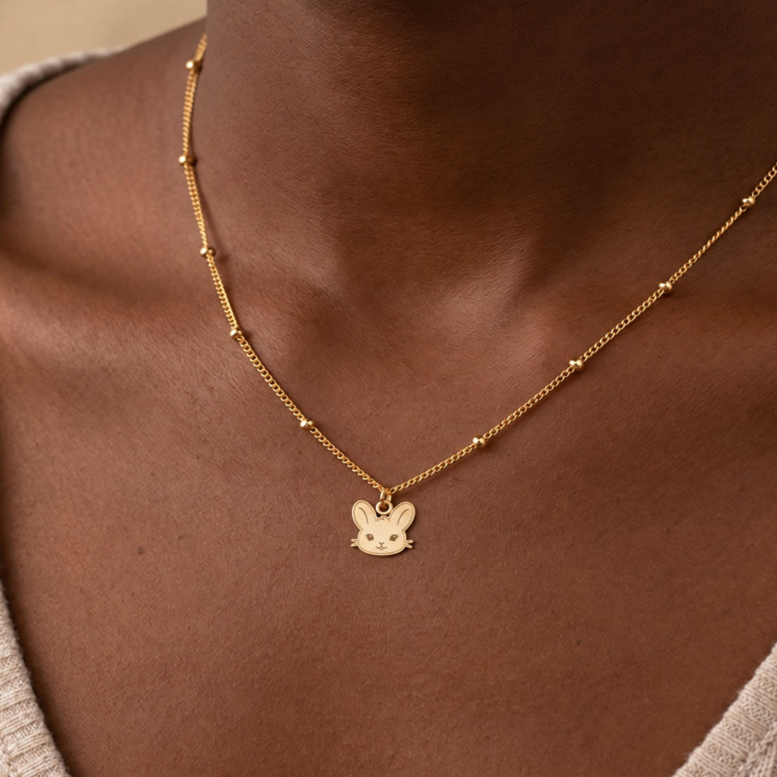 Bunny Rabbit Head Charm Necklace