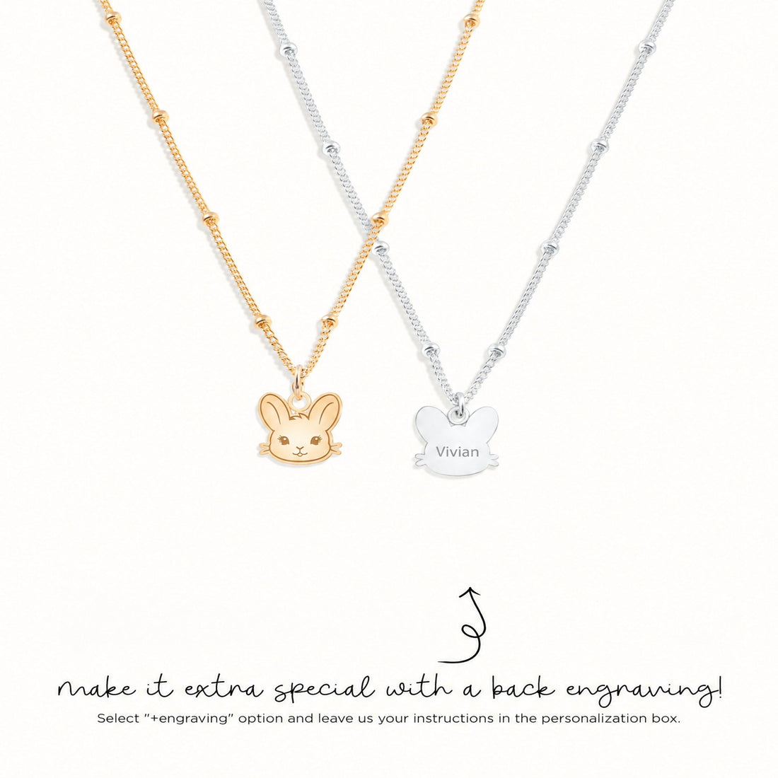 Bunny Rabbit Head Charm Necklace