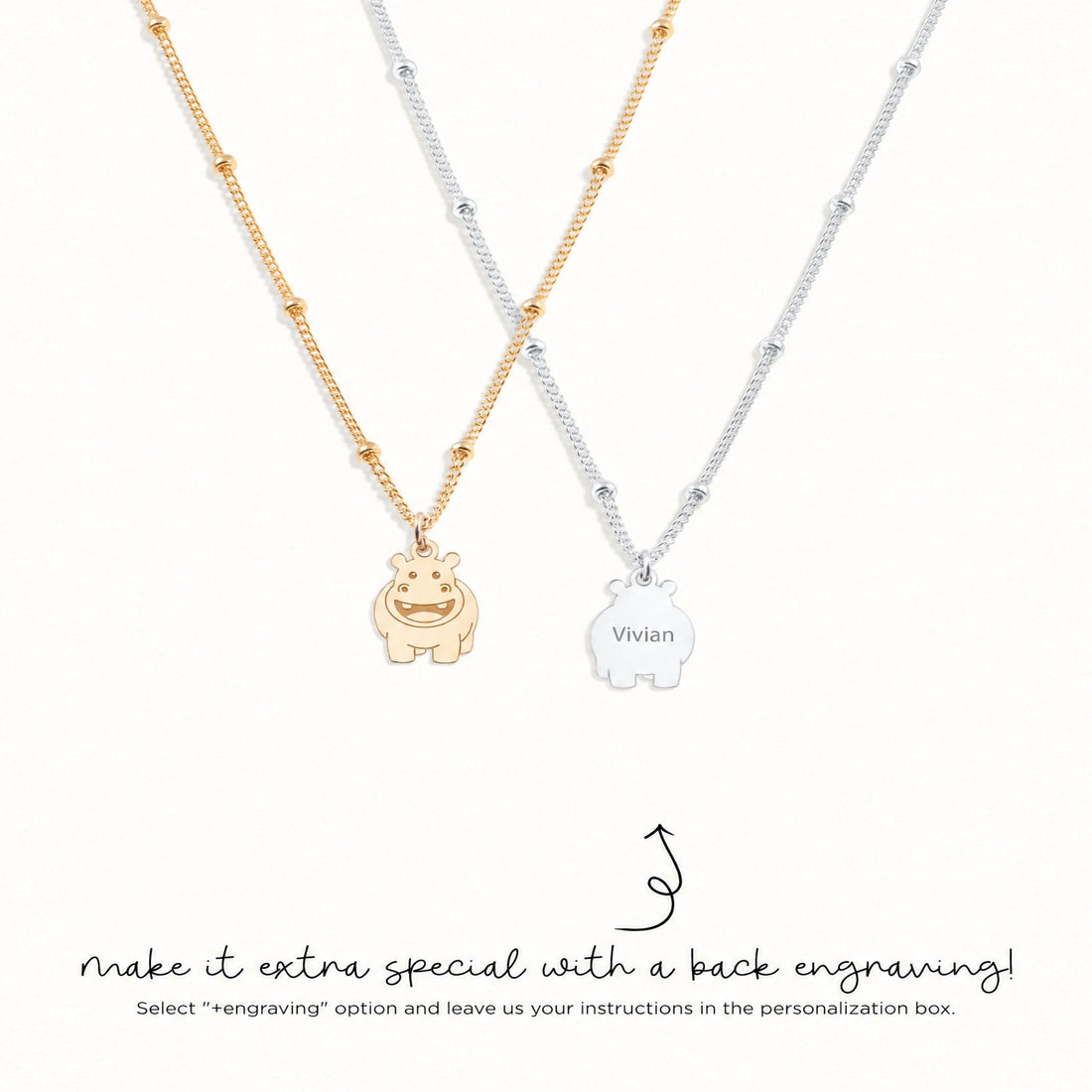 Smiling Hippo Charm Necklace