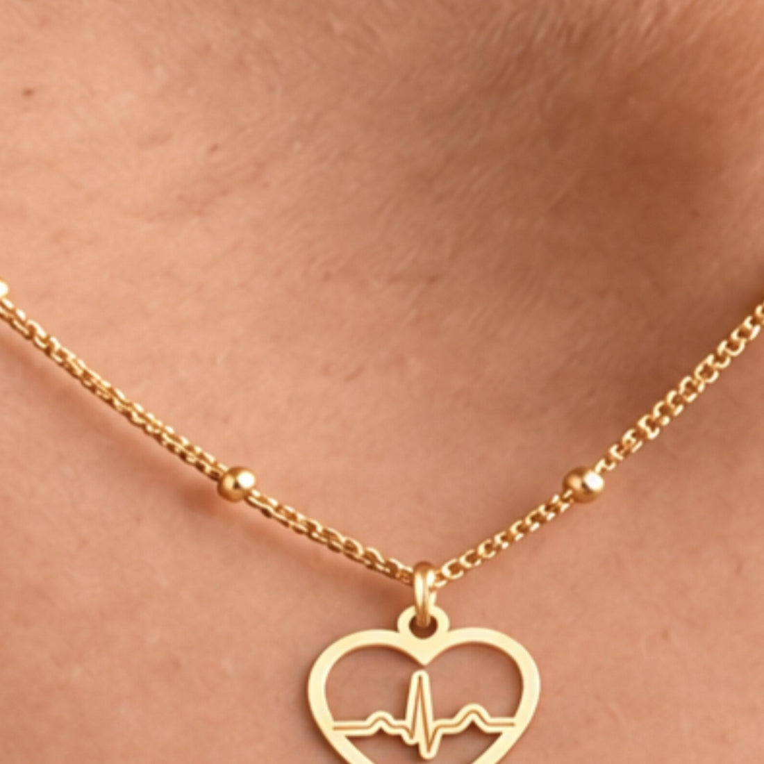 Heartbeat Heart Charm Necklace