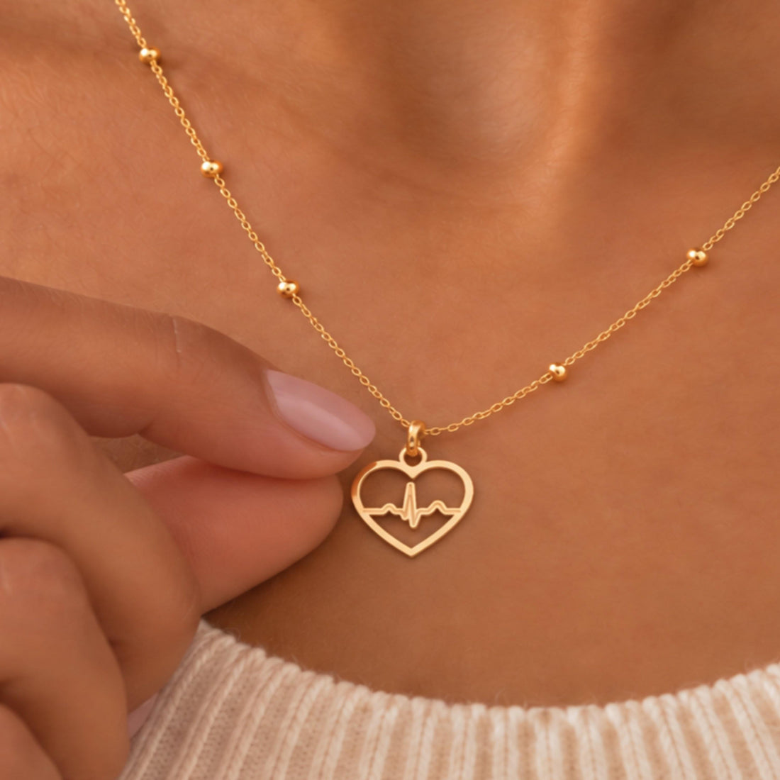 Heartbeat Heart Charm Necklace