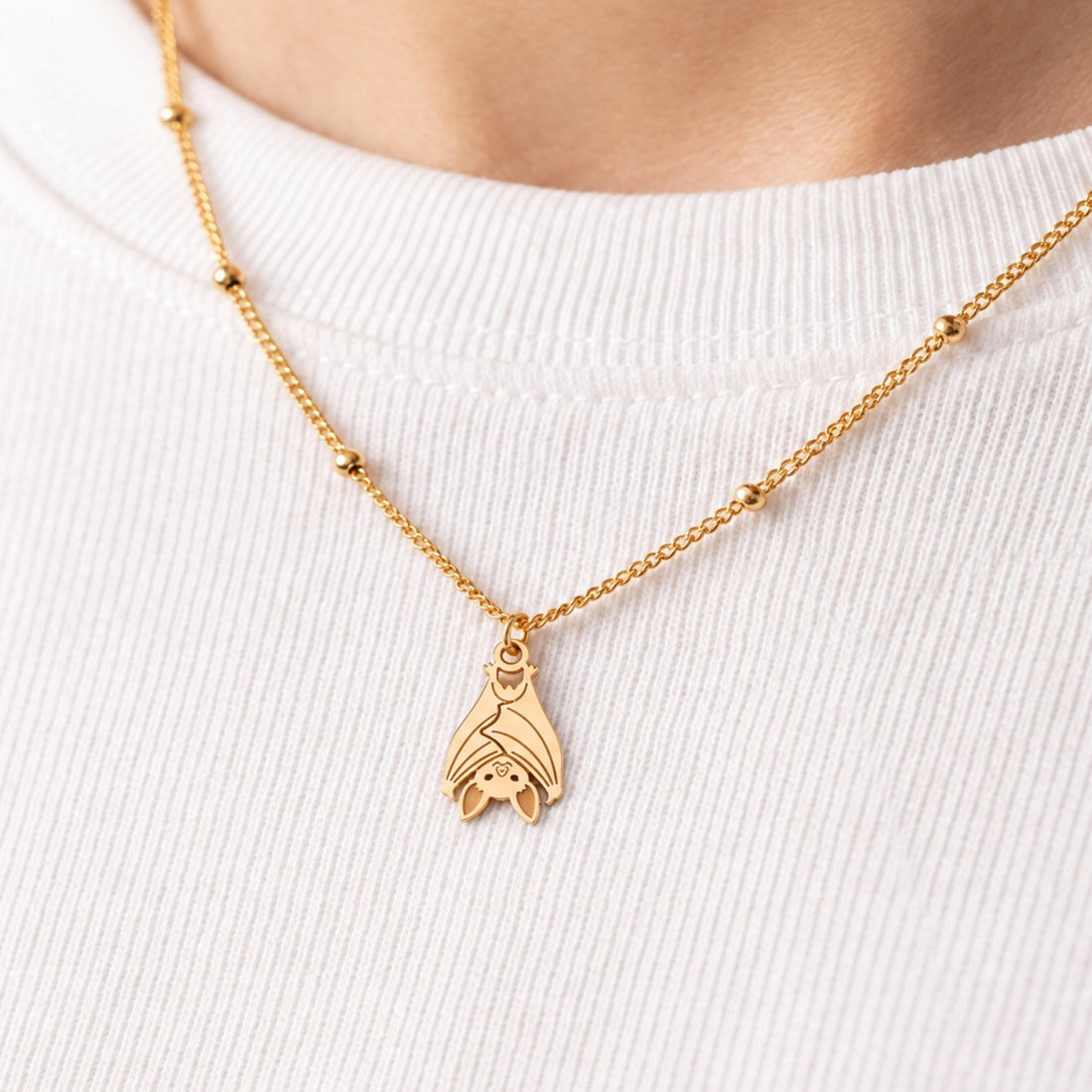 Hanging Bat Charm Necklace