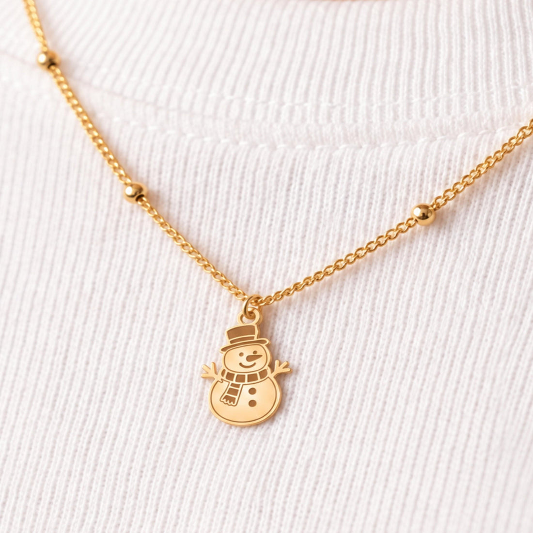 Snowman Top Hat Charm Necklace