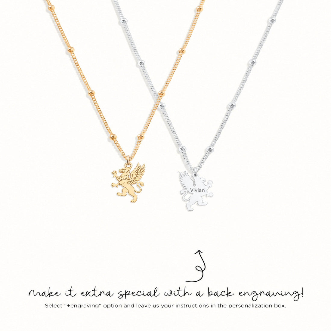 Winged Griffin Charm Necklace