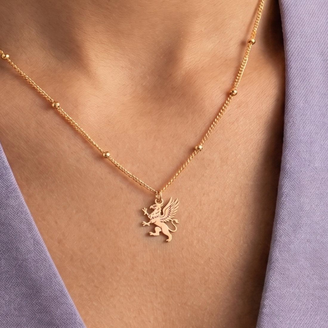 Winged Griffin Charm Necklace