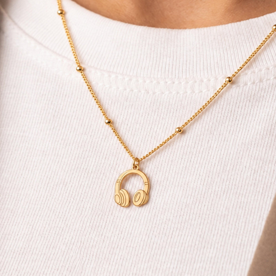Over Ear Headphones Charm Necklace