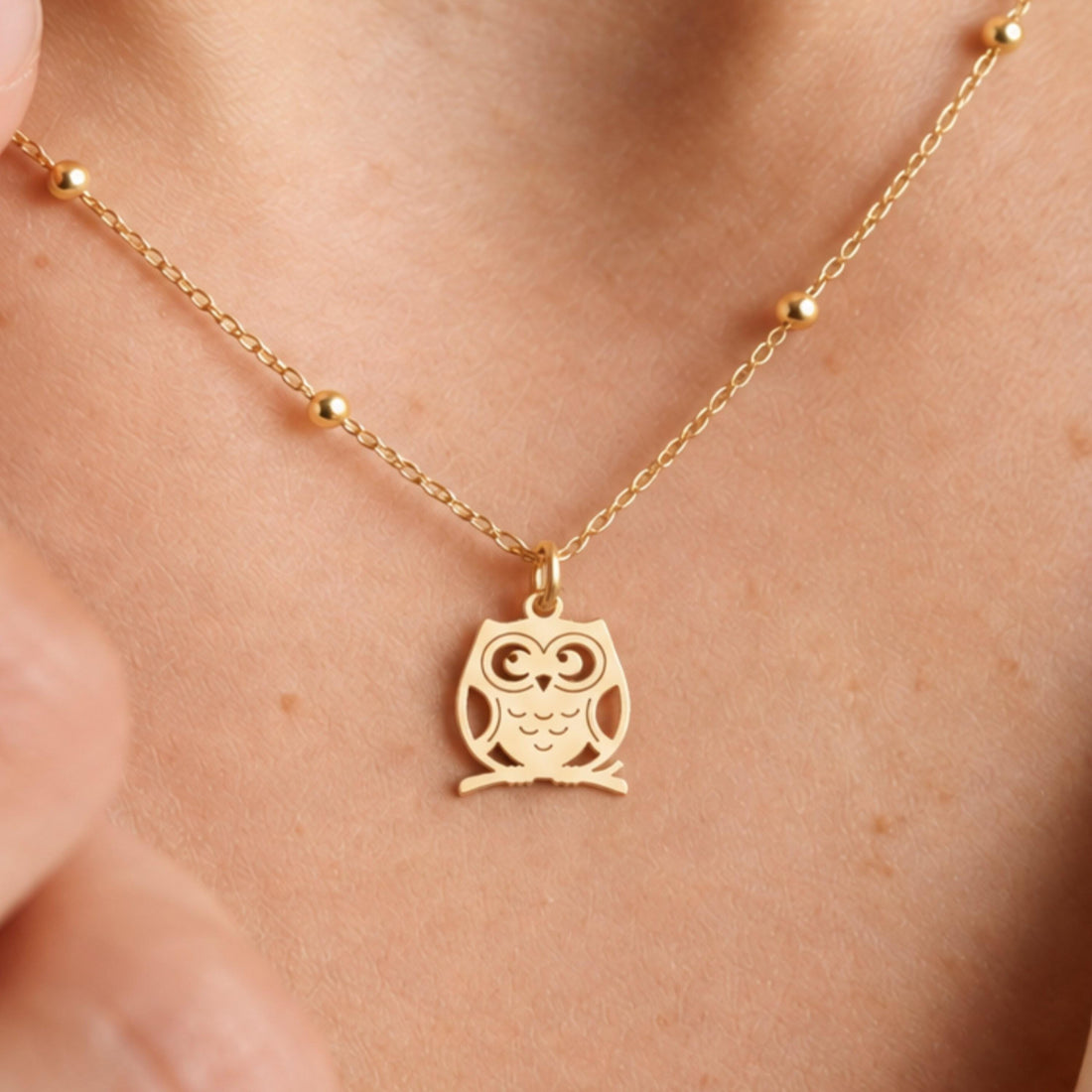 Perched Owl Charm Necklace