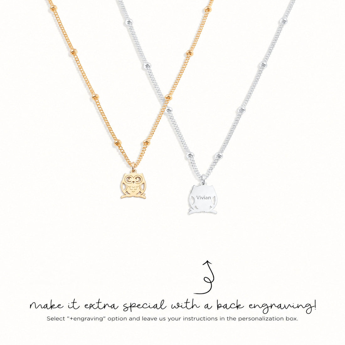 Perched Owl Charm Necklace