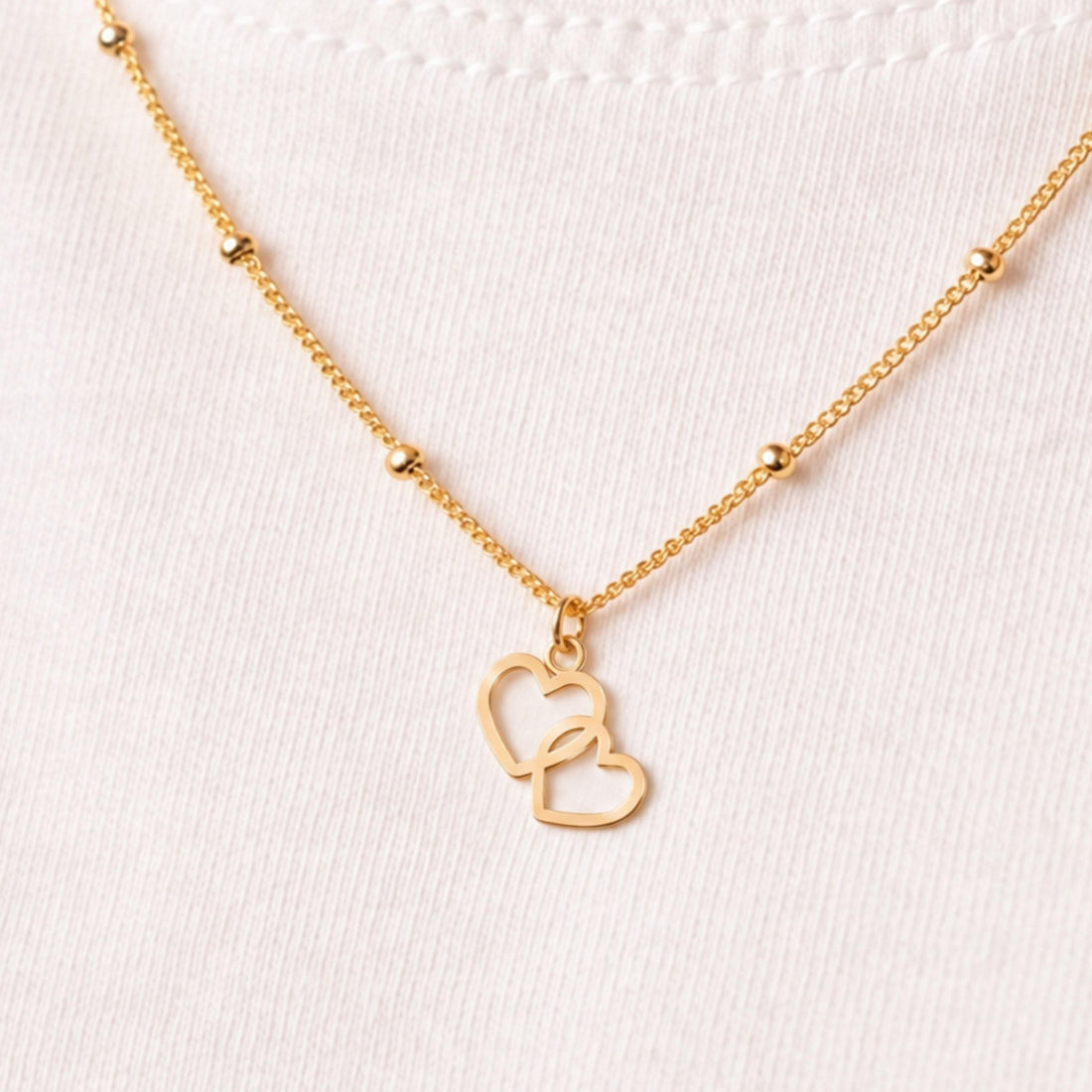Interlocking Hearts Charm Necklace