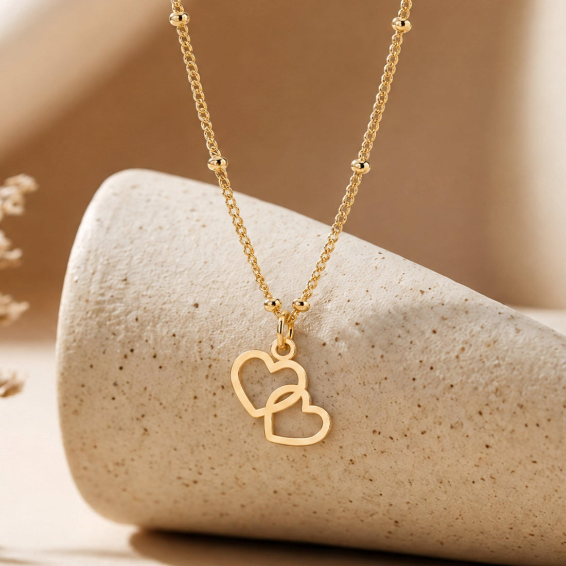 Interlocking Hearts Charm Necklace