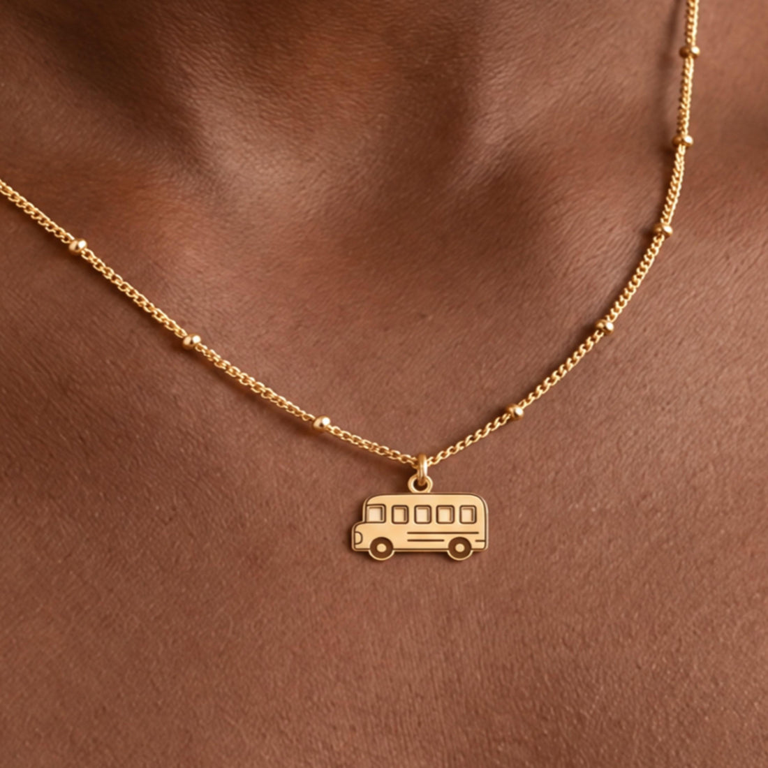 School Bus Charm Necklace