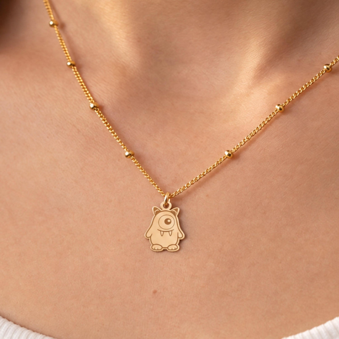 Cyclops Monster Charm Necklace