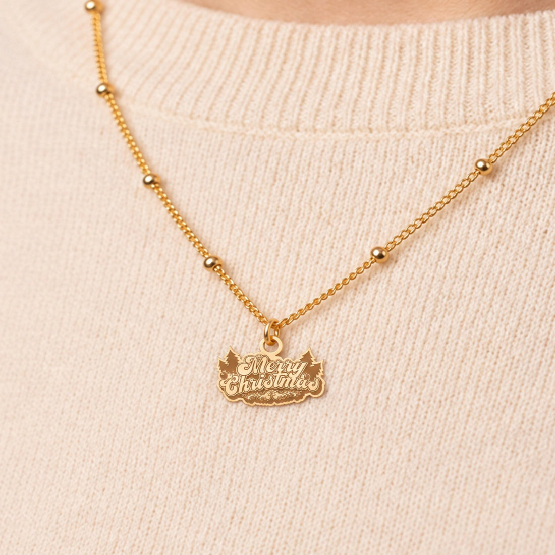 Christmas Plaque Charm Necklace