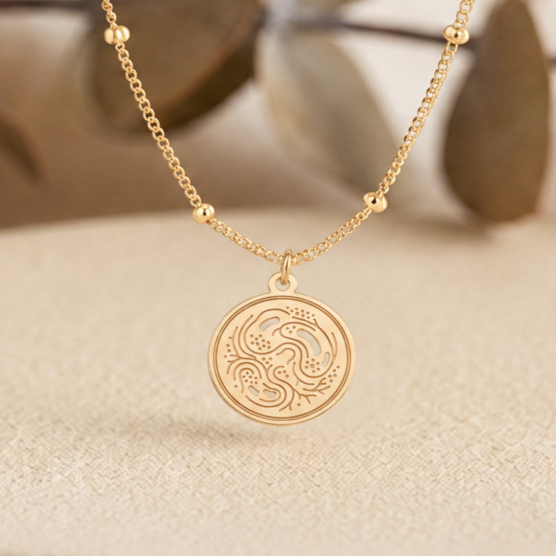 Abstract Medallion Charm Necklace